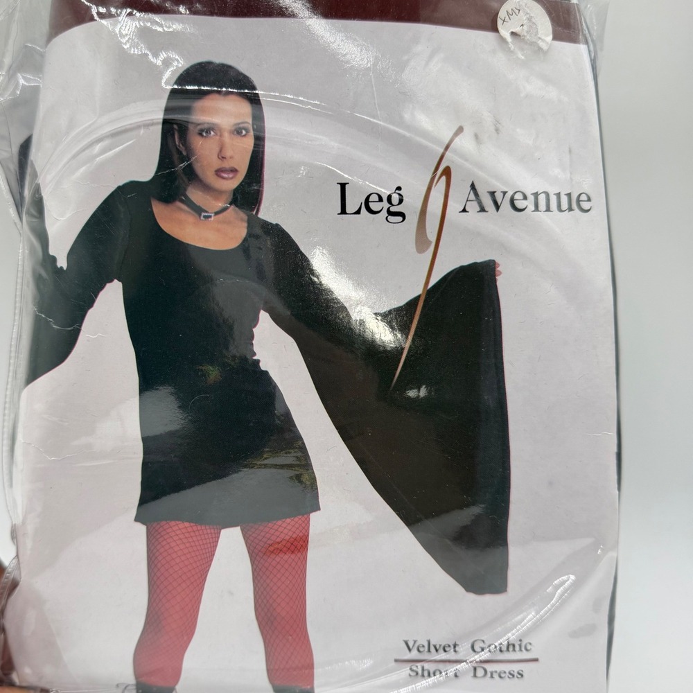 Vintage New Leg Avenue Velvet Gothic Short Dress Black Bell Sleeve Costume SM